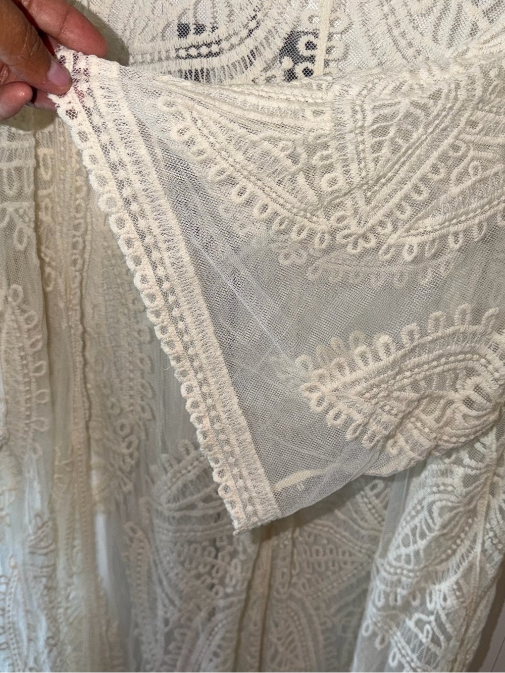 Boho Lace Crochet Overlay Tunic/ Duster in Cream - Picture 7 of 8